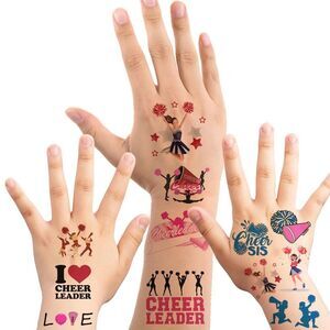 Oringaga 384 Cheerleading Temporary Tattoos for Kids - 24 Sheets